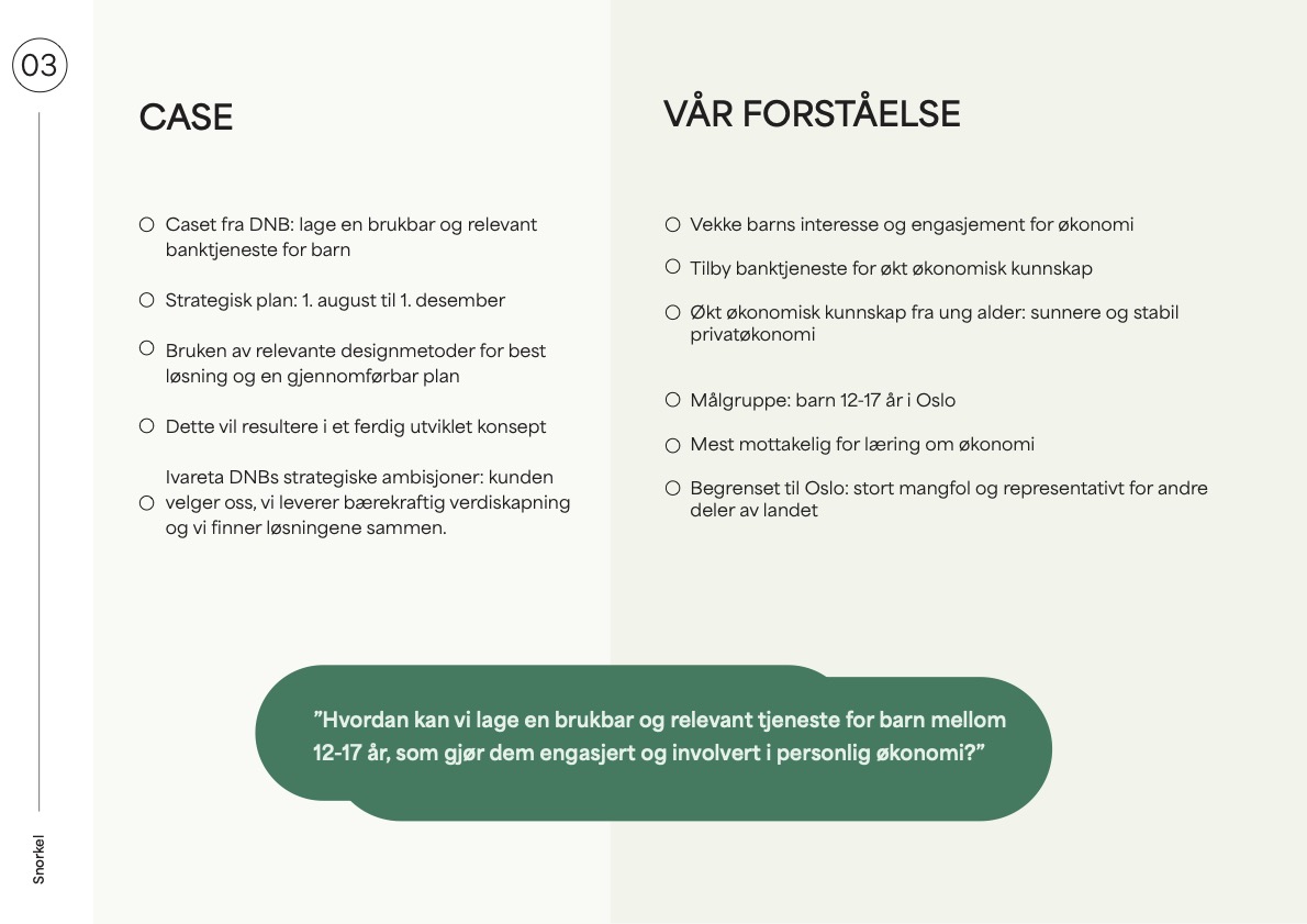 Case og forståelse: en relevant banktjeneste for ungdom 12 til 17 år i Oslo