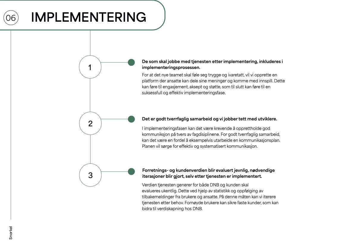 Implementering: involvere ansatte, samarbeide tverrfaglig og evaluere verdi løpende
